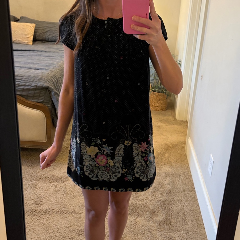Free People Black Floral Mini Dress